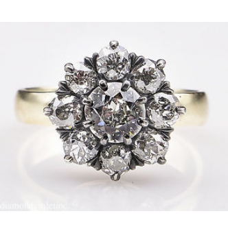 RESERVED.. 1.43ct Antique Vintage Old European Diamond Cluster